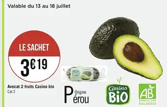 Spar Avocat 2 fruits casino bio offre
