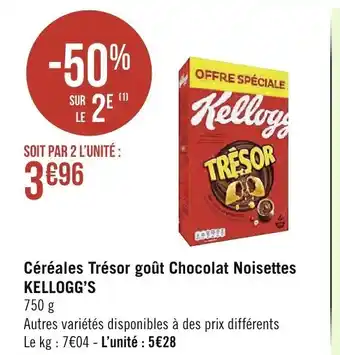 Spar Céréales trésor goût chocolat noisettes offre