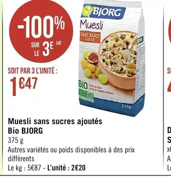 Muesli sans sucres ajoutés