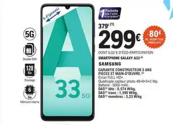 E.Leclerc Smartphone samsung galaxy a33 6.4 offre