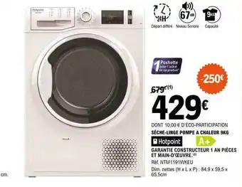 Sèche-linge pompe à chaleur 9 kg hotpoint