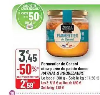 G20 Parmentier de canard et sa purée de patate douce raynal & roquelaure offre
