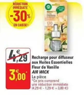 G20 Recharge pour diffuseur aux huiles essentielles fleur de vanille air wick offre