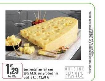 G20 Emmental au lait cru offre