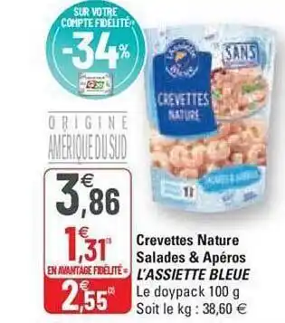 G20 Crevettes nature salades & apéros l'assiette bleue offre