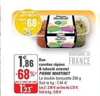 G20 Duo carottes râpées & taboulé oriental pierre martinet offre