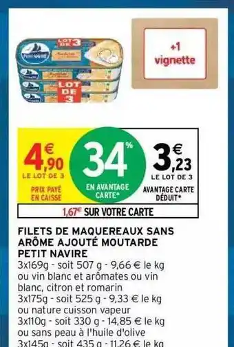 Intermarché Hyper Filets de maquereaux sans arôme ajouté moutarde petit navire offre