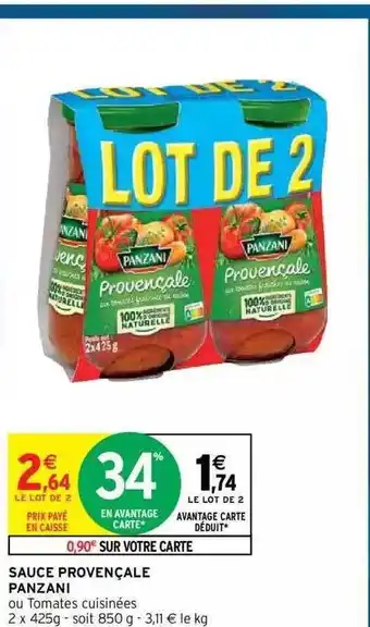 Intermarché Hyper Sauce provençale panzani offre