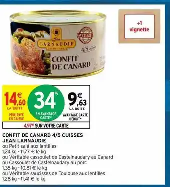 Intermarché Hyper Confit de canard 4-5 cuisses jean larnaudie offre