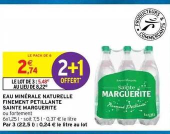 Intermarché Hyper Eau minérale naturelle finement pétillante sainte marguerite offre