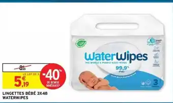 Intermarché Hyper Lingettes bébé 3x48 waterwipes offre