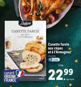 Lidl Canette farcie aux cèpes et à l'armagnac deluxe offre
