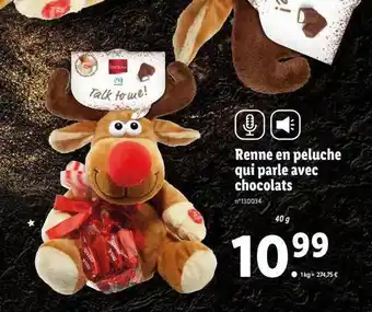 Lidl Renne en peluche qui parle avec chocolats favorina offre