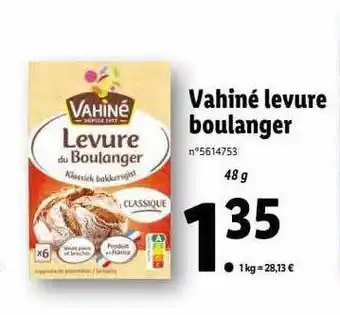 Lidl Vahiné levure boulanger offre