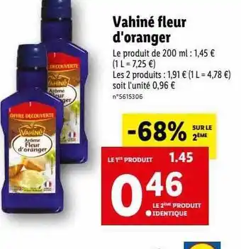 Lidl Vahiné fleur d'oranger offre