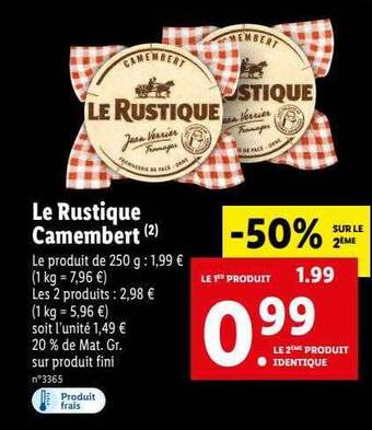Lidl Le rustique camembert offre
