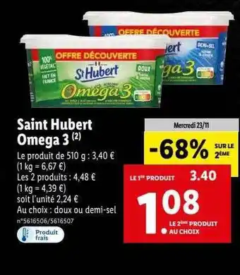 Lidl Saint hubert oméga 3 offre