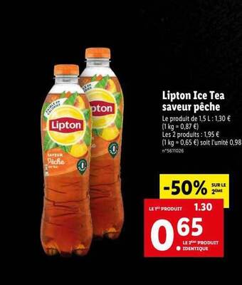 Lidl Lipton ice tea saveur pêche offre