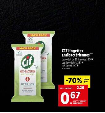 Lidl Cif lingettes antibactériennes offre