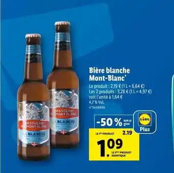 Lidl Bière blanche mont-blanc offre