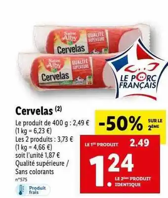 Lidl Cervelas saint alby offre