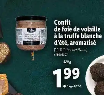 Lidl Confit de foie de volaille à la truffe blanche d'été, aromatisé deluxe offre