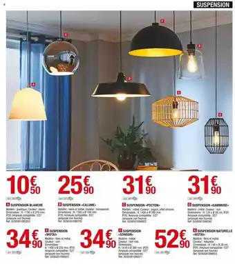 Brico Dépôt Suspension blanche, suspension «calume», suspension «pocyon», suspension «gammuse», suspension «wutai», suspension «songor», offre