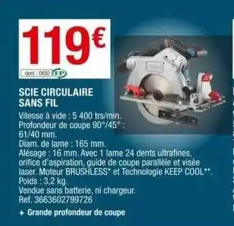 Brico Dépôt Scie circulaire sans fil offre