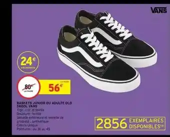 Baskets junior ou adulte old skool vans