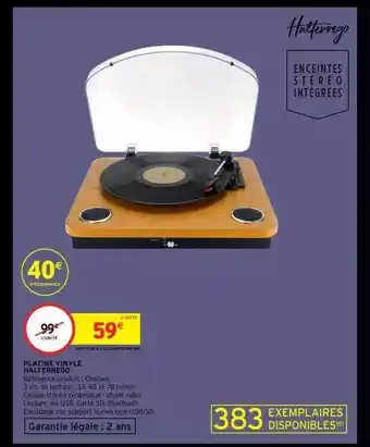 Intermarché Platine vinyle halterrego offre