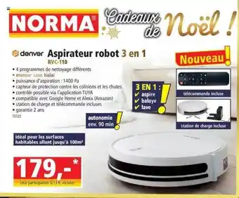 Norma Aspirateur robot 3 en 1 denver offre
