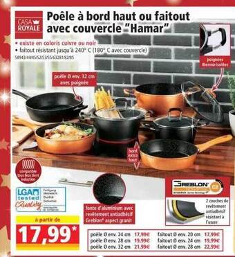 Norma Poêle à bord haut ou faitout avec couvercle offre