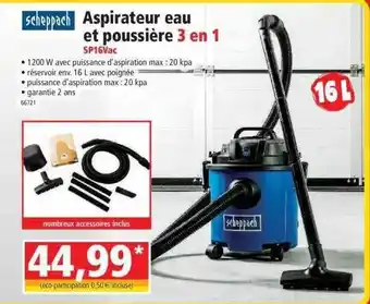 Norma Aspirateur eau et poussière 3 en 1 scheppach offre
