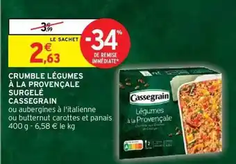 Crumble légumes à la provençale surgelé cassegrain