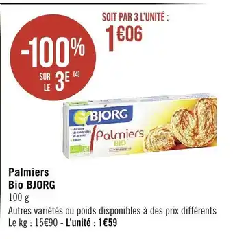 Spar Palmiers bio bjorg offre