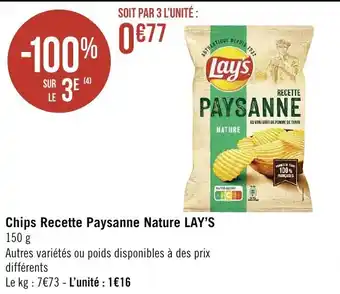 Spar Chips recette paysanne nature LAY"S offre