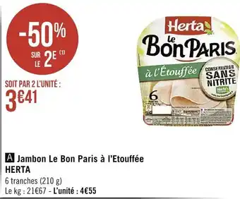 Spar Jambon Le Bon Paris à l'Etouffée offre
