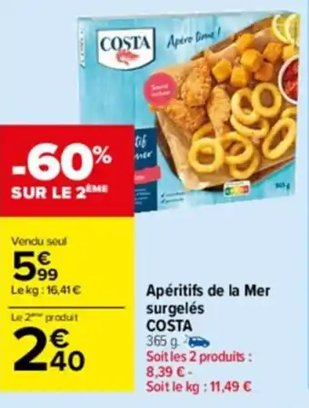 Carrefour Drive Apéritifs de la mer surgelés COSTA offre