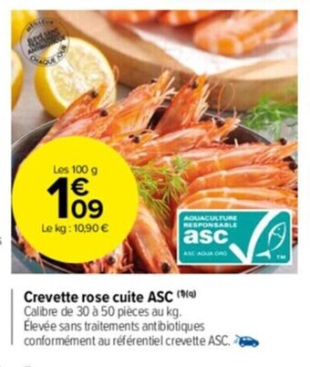 Carrefour Drive Crevette rose cuite ASC offre