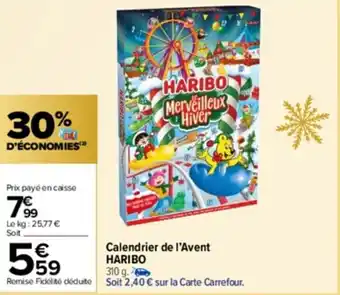 Carrefour Drive Calendrier de l'avent HARIBO offre