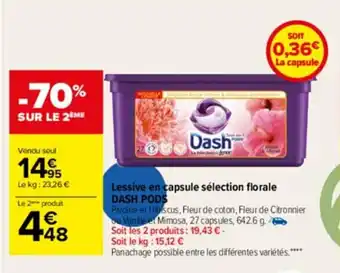 Carrefour Drive Lessive en capsule sélection florale DASH PODS offre
