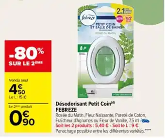 Carrefour Drive Désodorisant petit coin FEBREZE offre