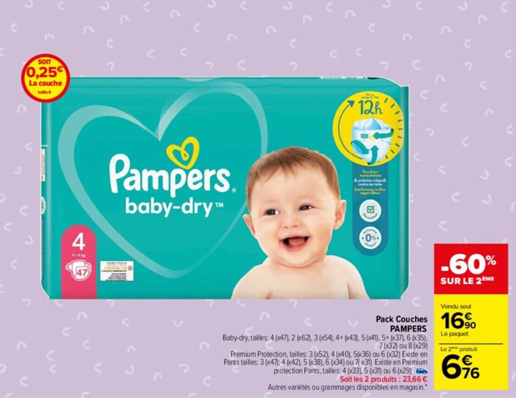 Promo Pack couches PAMPERS chez Carrefour Drive