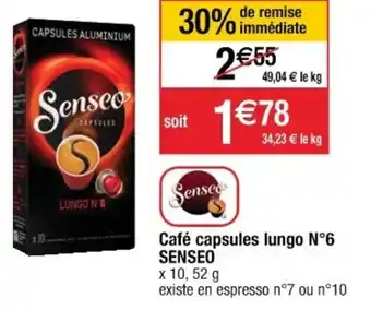Cora x Carrefour Café Capsules Lungo N 6 Senseo offre