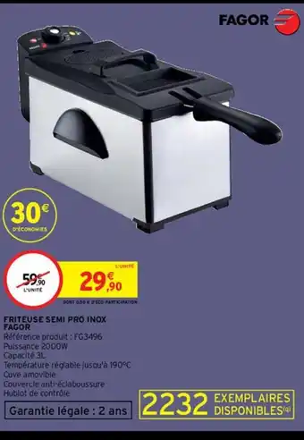 Intermarché Hyper Friteuse Semi pro Inox Fagor offre