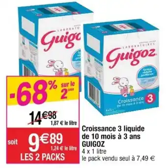 Cora x Carrefour Croissance 3 Liquide De 10 Mois à 3 ans offre