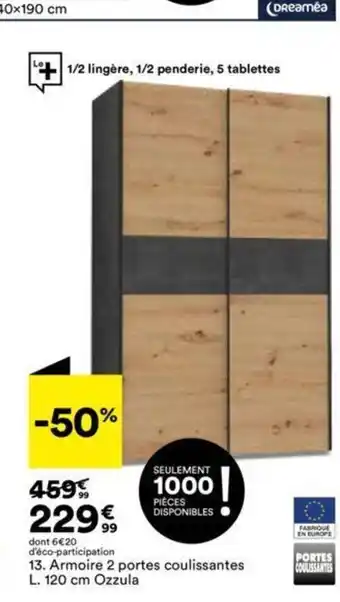 BUT Armoire 2 Portes Coulissantes 120cm ozzula offre