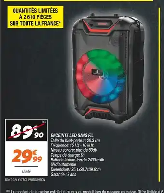 Netto Enceinte Led Sans Fil offre