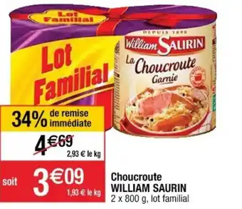 Cora x Carrefour Choucroute William Saurin offre