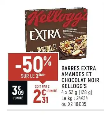 Spar Barres Extra Amandes Et Chocolat Noir Kellogg's offre